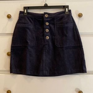 NWT | Blu Pepper | Navy corduroy button up mini skirt